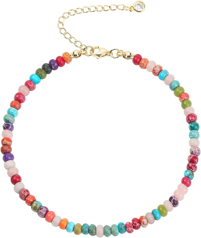 Wremily Natural Stone Beaded Anklets Bracelets for Women Handmade Beaded Anklet Bracelet Waterproof Boho Beads Ankle Bracelet Adjustable Summer Jewelry - Image 1